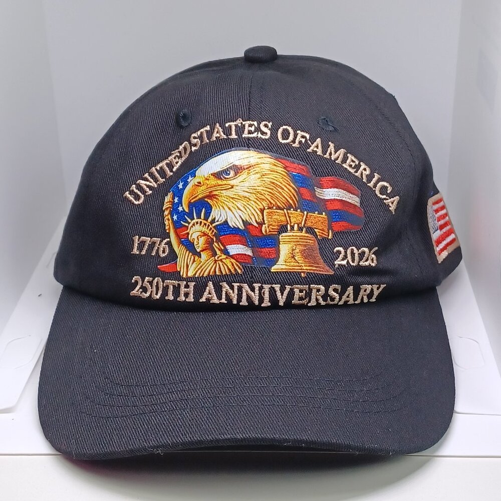 250th Anniversary of America Embroidered Eagle Baseball Cap Black